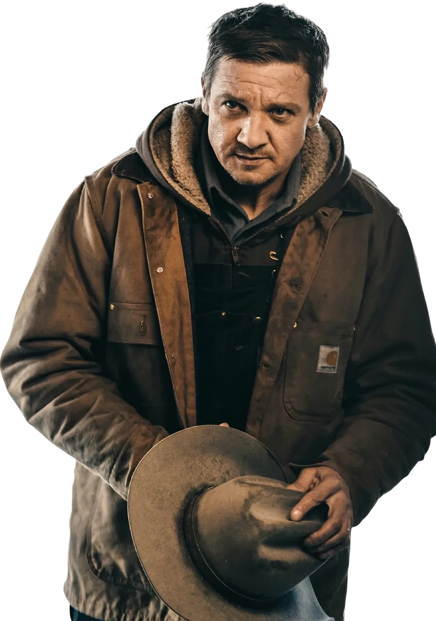 Jeremy Renner photographed in warm stage light